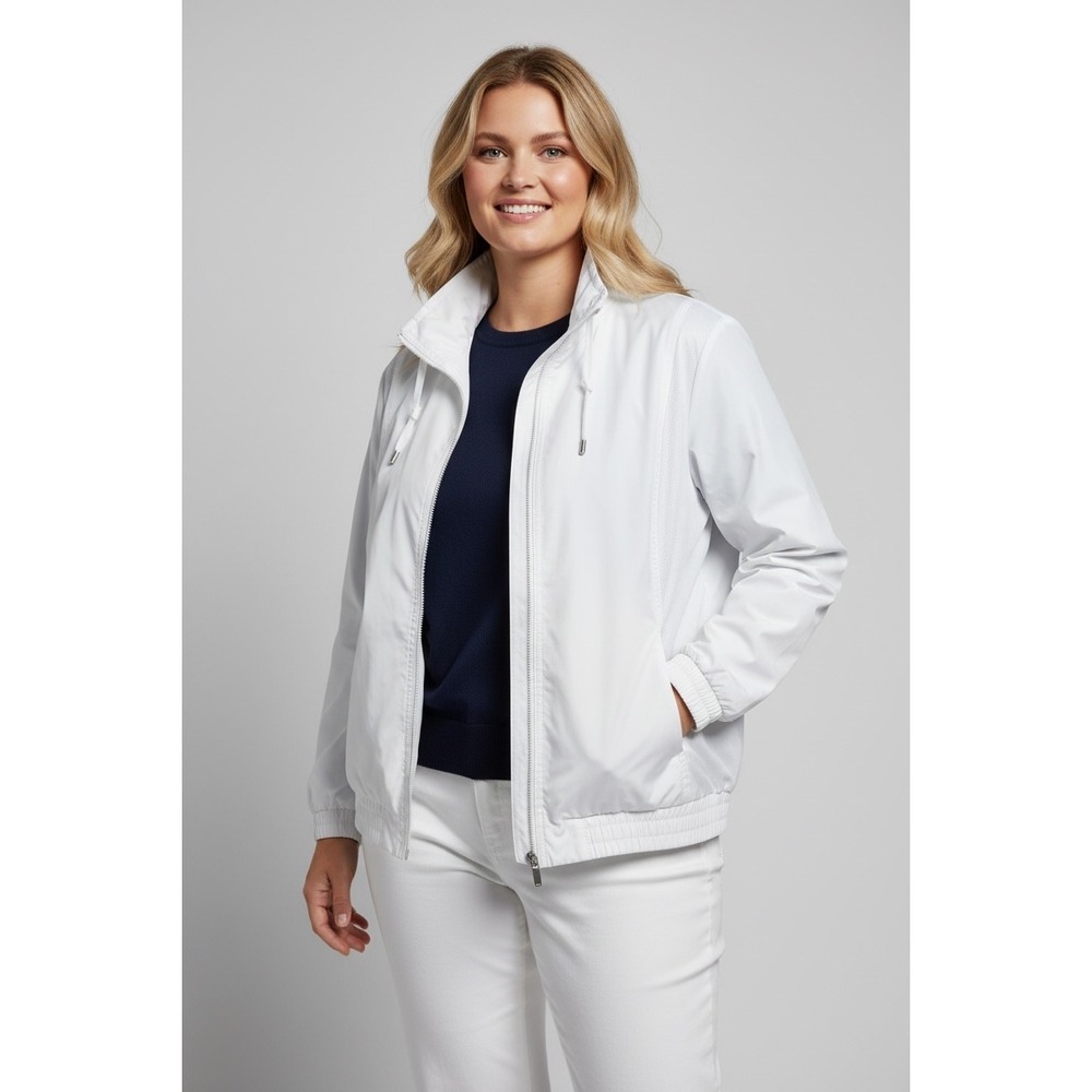 Alia Petite White Full Zip Mesh Panel‎ Windbreaker Jacket Size 18P Activewear